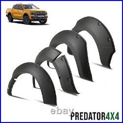 100mm MATTE BLACK WHEEL ARCHES FOR FORD RANGER T9 WILDTRAK WITH SENSOR HOLES 23+