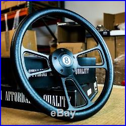 14 Matte Black Muscle Style Steering Wheel Black Half Wrap 5 Hole