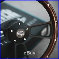 14 Steering Wheel Matte Black Mahogany Half Wrap Grip with Aluminum Rivets