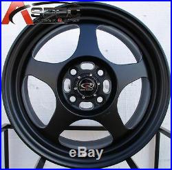 15x6.5 +40 Rota Slipstream 4x100 Flat Black Wheel Fits CIVIC Yaris Miata Integra