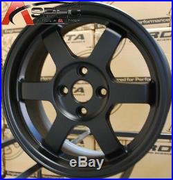 15x7 Rota Grid Wheels 4x100 Flat Black Rims Fits 4 Lug Acura Integra 1986-2001
