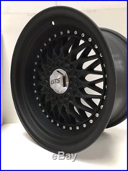 16 Bbs Rs Style Wheels In Matte Black 9j Deep Dish, Wide, Euro, Jdm