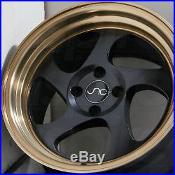 17x8 Matte Black Bronze Lip Wheels JNC 034 JNC034 5x114.3 30 (Set of 4)