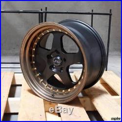 17x9 JNC 010 JNC010 5x114.3 25 Matte Black Matte Bronze Lip. Wheel Rims set(4)