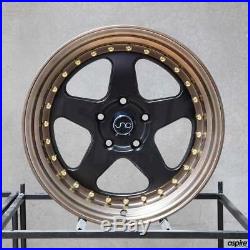 17x9 JNC 010 JNC010 5x114.3 25 Matte Black Matte Bronze Lip. Wheel Rims set(4)