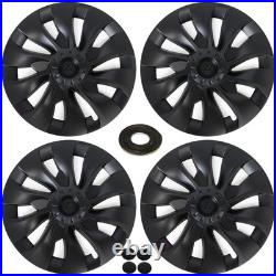 18 Wheel Cover Hubcaps Rim Cover Matte Black For Tesla Model 3 2017-2023 4pcs
