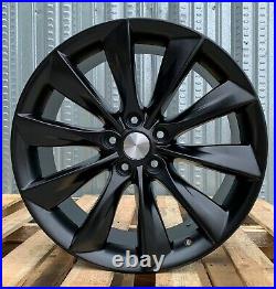 19 Turbine Style Matte Black Wheels Fit Tesla Model 3 Rwd Awd