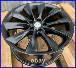 19 Turbine Style Matte Black Wheels Fit Tesla Model 3 Rwd Awd