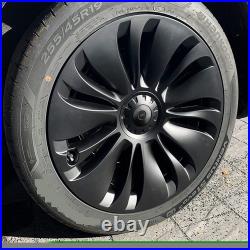 19in Wheel Trims Covers Hubcaps 4X Matte Black Super Resistant For Tesla Y 20-23