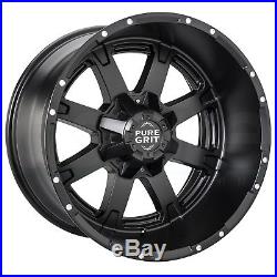20x12 Pure Grit PG101 Grit 8x6.5/8x165.1 -44 Matte Black Wheels Rims Set(4)