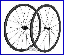 30mm Bicycle wheels Carbon rim straight pull matt 700C Road Clincher Tubeless