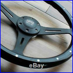 380mm Matte Black Rivet Steering Wheel Real Wood Grip (15) 6 Hole Chevy GMC