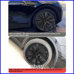 4PCS 18in Hubcap Wheel Covers Cool Sporty Style Matte Black For Model 3 17-23