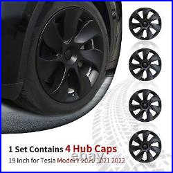 4PCS 19 Wheel Cover Hubcaps Rim Cover For Tesla Model Y 2020-2023 Matte Black