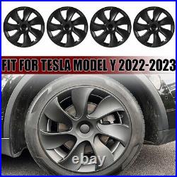 4PCS 19 Wheel Cover Hubcaps Rim Cover Set For Tesla Model Y 2020-23 Matte BLK D