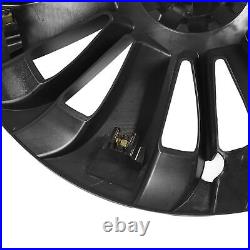 4PCS 19in Wheel Hub Cap Matte Black Cool Sporty Wheel Rim Cover Replacement For