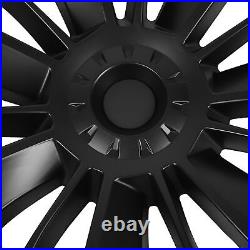 4PCS 19in Wheel Hub Cap Matte Black Cool Sporty Wheel Rim Cover Replacement For