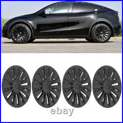4PCS 19in Wheel Hub Cap Matte Black Sporty Wheel Rim Cover Replacement For