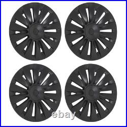 4PCS 19in Wheel Hub Cap Matte Black Sporty Wheel Rim Cover Replacement For
