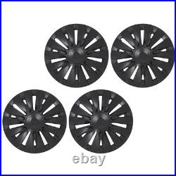4PCS 19in Wheel Hub Cap Matte Black Sporty Wheel Rim Cover Replacement For