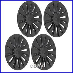 4PCS 19in Wheel Hub Cap Matte Black Sporty Wheel Rim Cover Replacement For