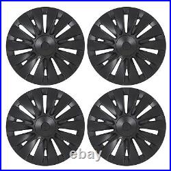 4PCS 19in Wheel Hub Cap Matte Black Sporty Wheel Rim Cover Replacement For