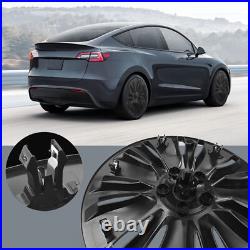 4PCS 19in Wheel Hub Cap Matte Black Sporty Wheel Rim Cover Replacement For