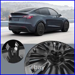 4PCS 19in Wheel Hub Cap Matte Black Sporty Wheel Rim Cover Replacement For Model