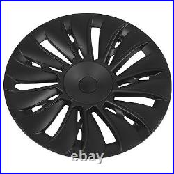 ^4PCS 19in Wheel Hub Cover Matte Black Full Wrap Sporty For Model Y 2020-2023