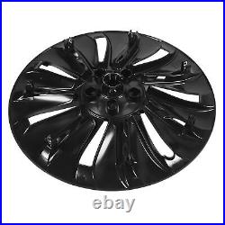 ^4PCS 19in Wheel Hub Cover Matte Black Full Wrap Sporty For Model Y 2020-2023