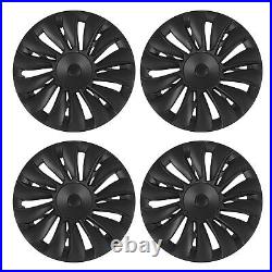 ^4PCS 19in Wheel Hub Cover Matte Black Full Wrap Sporty For Model Y 2020-2023