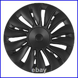 ^4PCS 19in Wheel Hub Cover Matte Black Full Wrap Sporty For Model Y 2020-2023