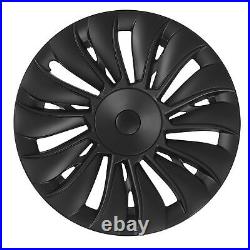 ^4PCS 19in Wheel Hub Cover Matte Black Full Wrap Sporty For Model Y 2020-2023