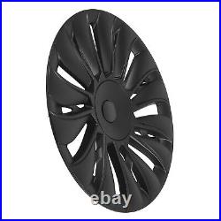 ^4PCS 19in Wheel Hub Cover Matte Black Full Wrap Sporty For Model Y 2020-2023