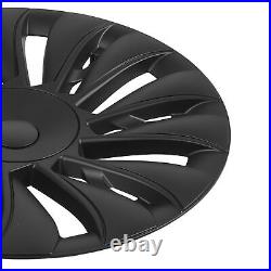 ^4PCS 19in Wheel Hub Cover Matte Black Full Wrap Sporty For Model Y 2020-2023