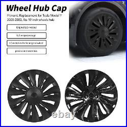 ^4PCS 19in Wheel Hub Cover Matte Black Full Wrap Sporty For Model Y 2020-2023