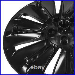 ^4PCS 19in Wheel Hub Cover Matte Black Full Wrap Sporty For Model Y 2020-2023