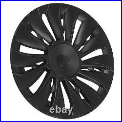 ^4PCS 19in Wheel Hub Cover Matte Black Full Wrap Sporty For Model Y 2020-2023