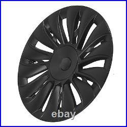 ^4PCS 19in Wheel Hub Cover Matte Black Full Wrap Sporty For Model Y 2020-2023