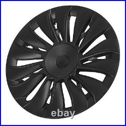 ^4PCS 19in Wheel Hub Cover Matte Black Full Wrap Sporty For Model Y 2020-2023