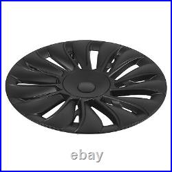 ^4PCS 19in Wheel Hub Cover Matte Black Full Wrap Sporty For Model Y 2020-2023