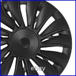 ^4PCS 19in Wheel Hub Cover Matte Black Full Wrap Sporty For Model Y 2020-2023