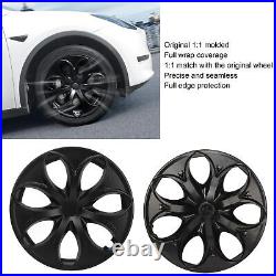 4PCS 19in Wheel Hubcap Matte Black Petal Style Reduce Wind Resistance For Model