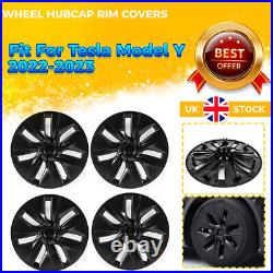 4PCS For Tesla Model Y 19 Hubcaps Wheel Cap Rim Matte Black Wheel Cover UK