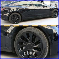 4Pcs 18 Wheel Cover Hubcaps Rim Cover For Tesla Model 3 2017-2023 Matte Black