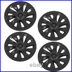 4Pcs 18in Wheel Hubcap Matte Black Cool Sporty For Model 3 2017-2023