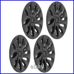 4Pcs 18in Wheel Hubcap Matte Black Cool Sporty For Model 3 2017-2023