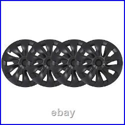 4Pcs 18in Wheel Hubcap Matte Black Cool Sporty For Model 3 2017-2023