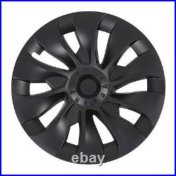 4Pcs 18in Wheel Hubcap Matte Black Cool Sporty For Model 3 2017-2023