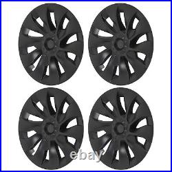 4Pcs 18in Wheel Hubcap Matte Black Cool Sporty For Model 3 2017-2023